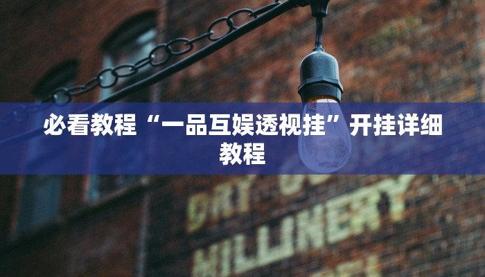 必看教程“一品互娱透视挂”开挂详细教程